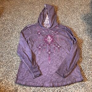 Back In The Saddle Purple Burnout Hoodie‎ Long Sleeve Lace Women's
